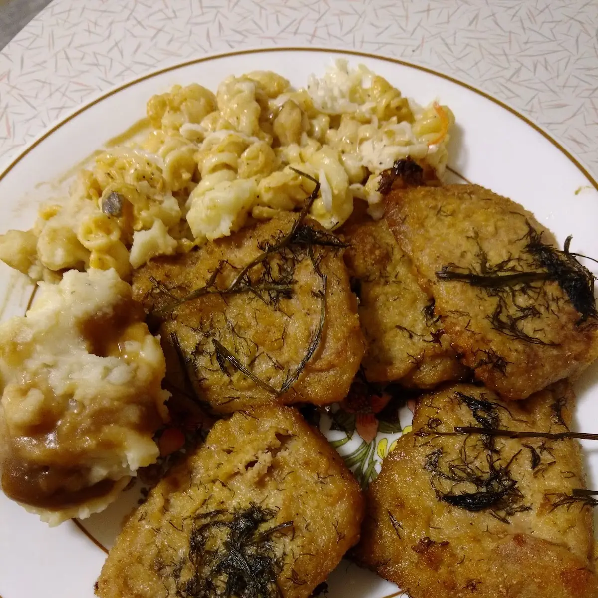 Pork Chops Shrimp Mac and Cheese