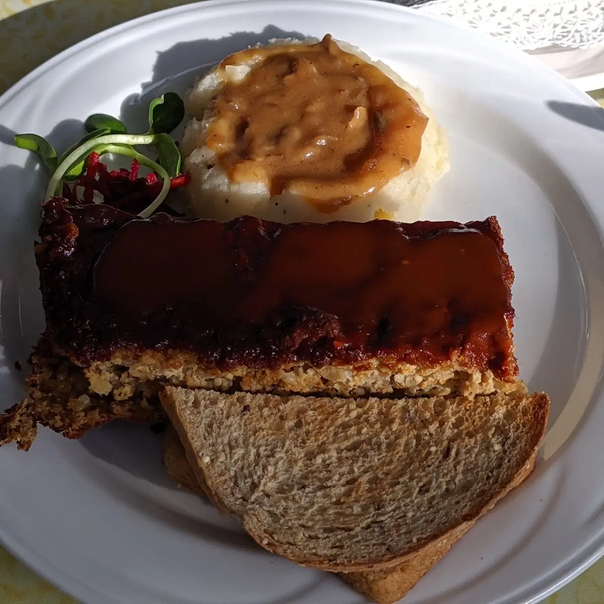Neatloaf with Mashed Potatoes and Mushroom Gravy