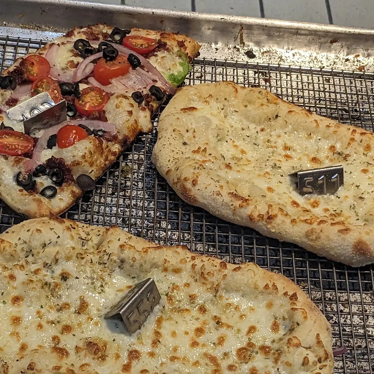 Cheese Bread and Half High Rise Veggie Pizza