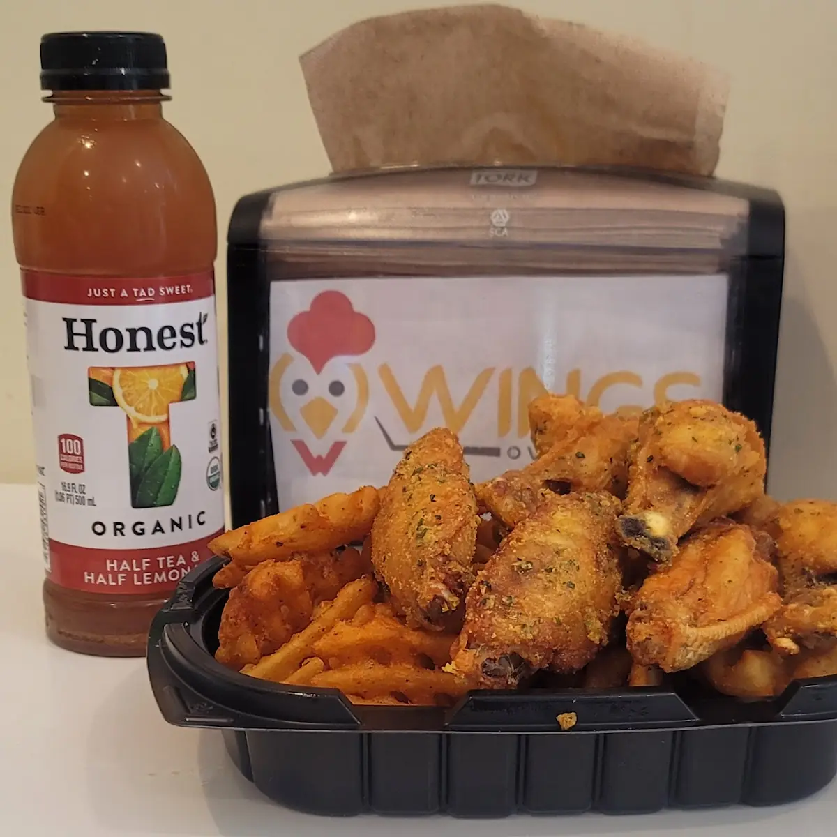 Garlic Parmesan Wings and Waffle Fries