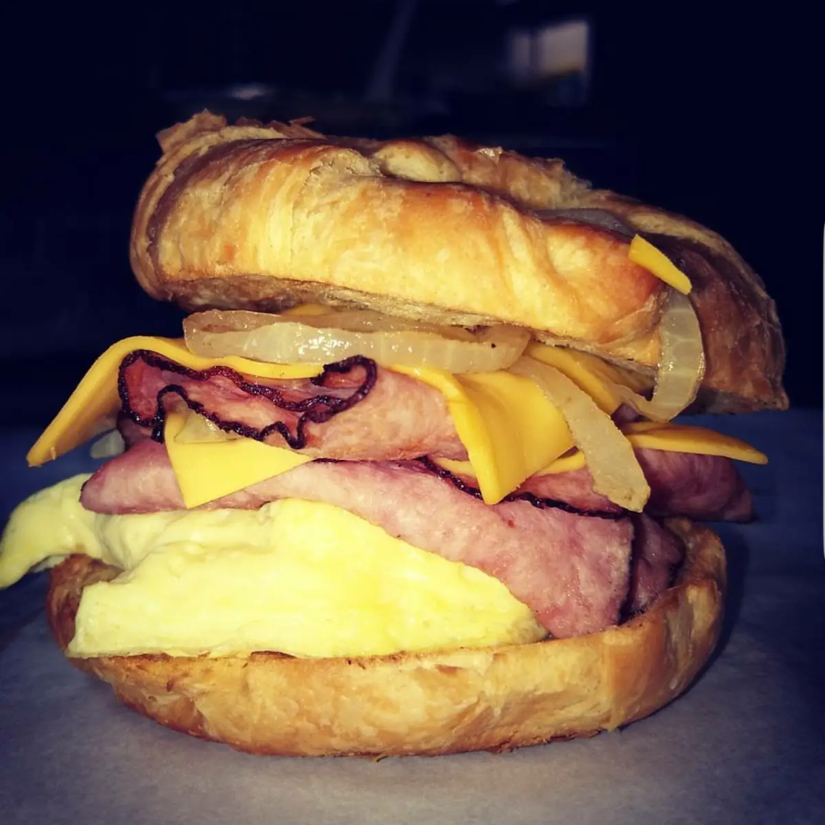 Ham Egg and Cheese Croissant Sandwich