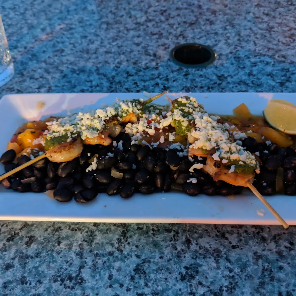 Black Bean and Shrimp in Mango Salsa Verde