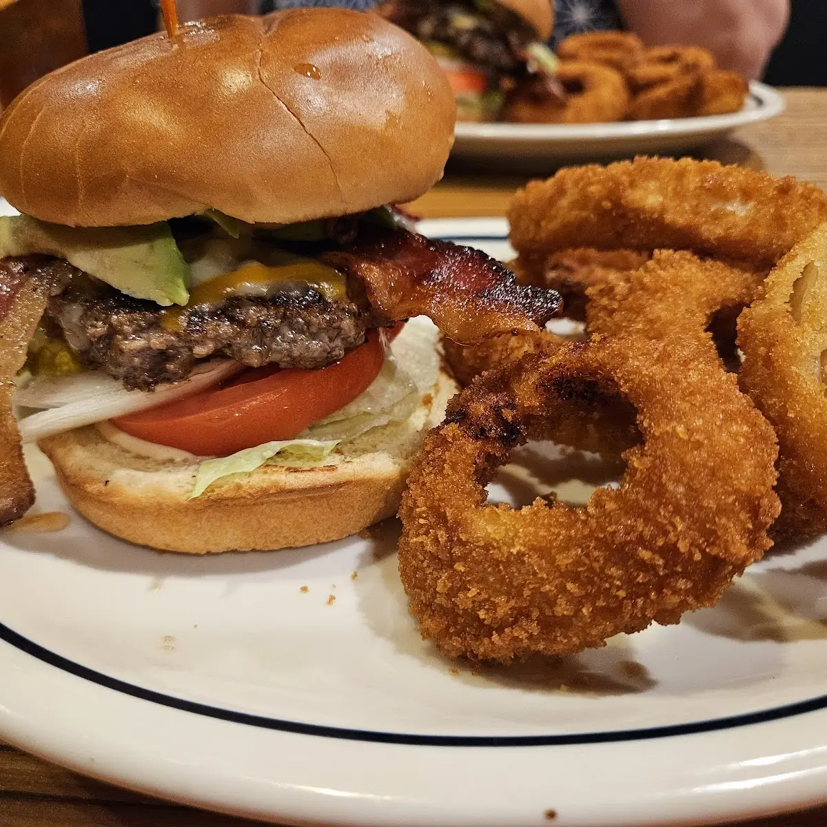 Burger and Onion Rings