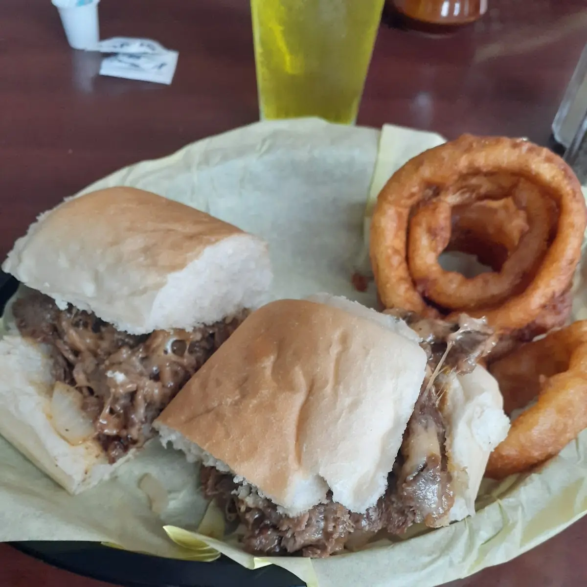House Philly Cheese Steak and Onion Rings