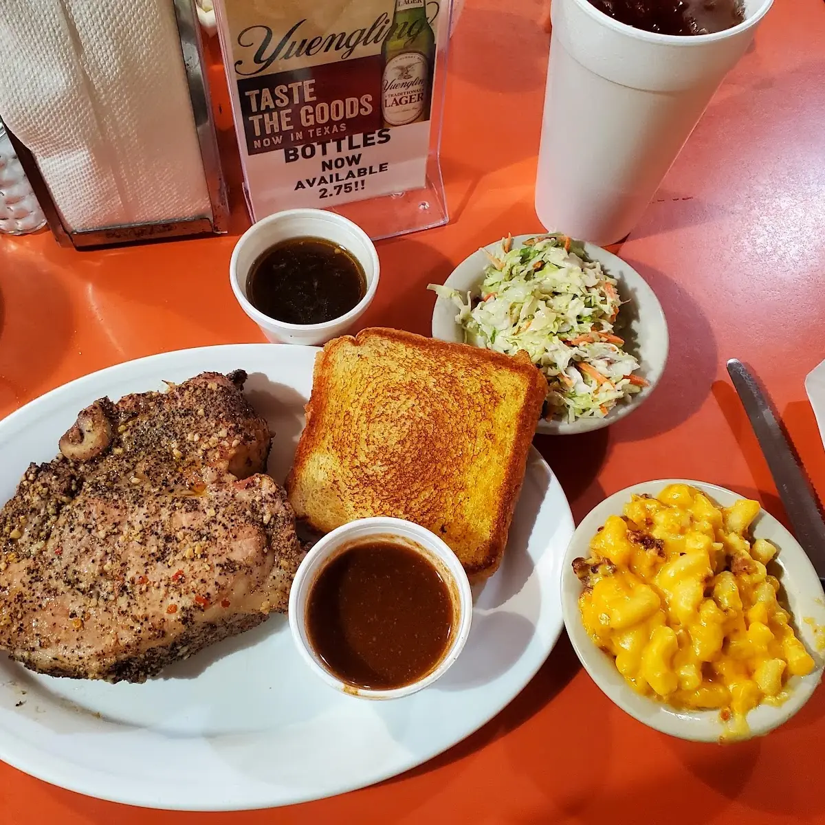 Pork Chops w Coleslaw and Mac N Cheese