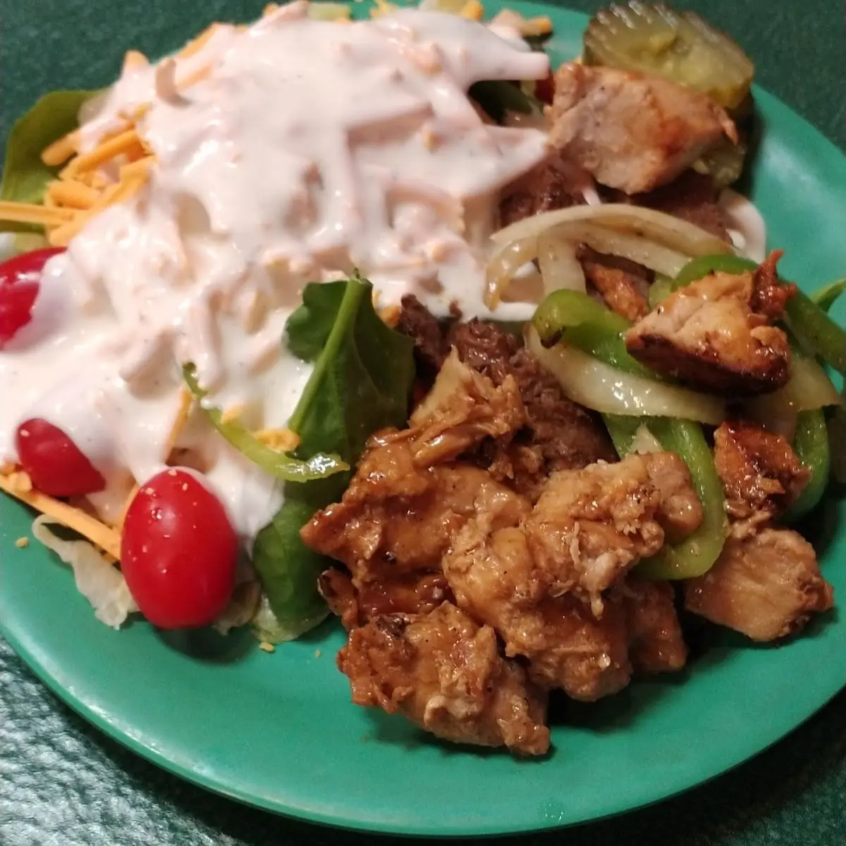 Mix of Salad & BBQ Meat