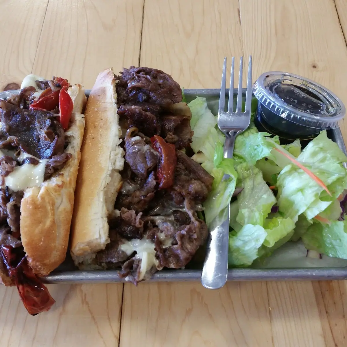 Philly Steak Sandwich and Salad