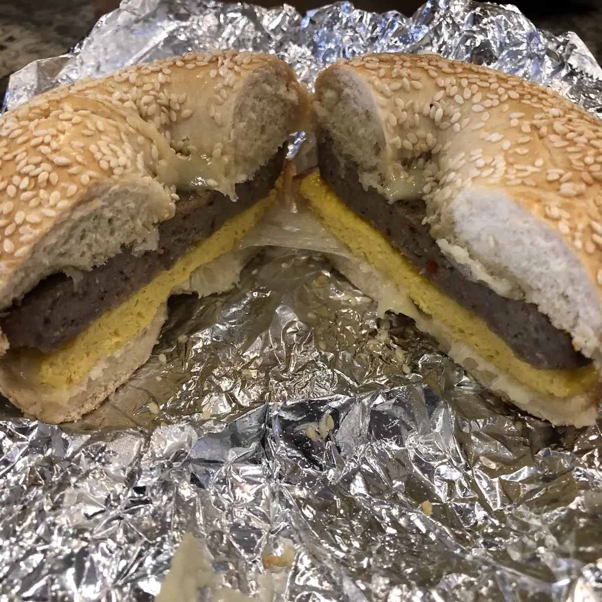 Sausage Egg and Cheese Bagel Sandwich