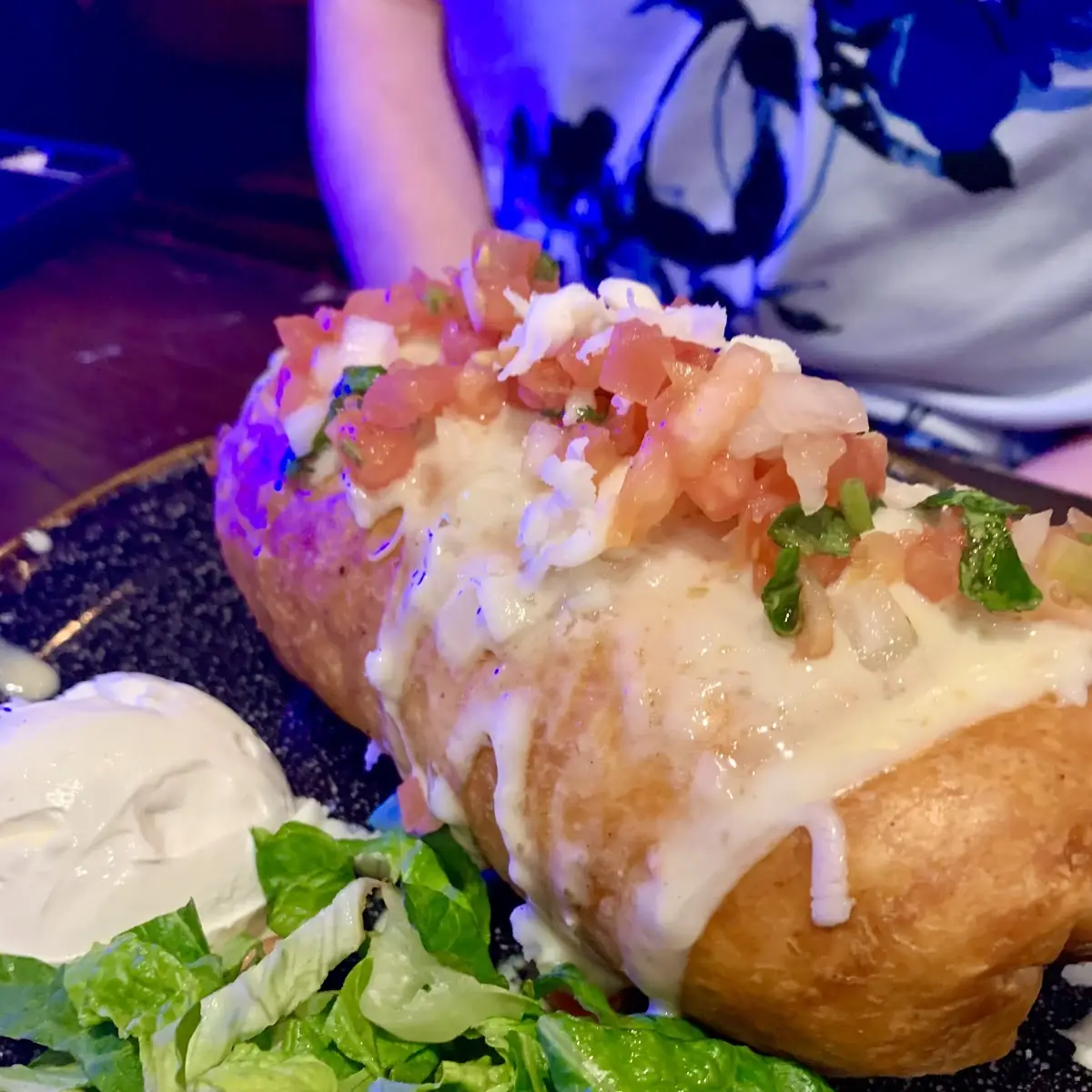 Regular Fried Chicken Chimichanga with Sour Cream
