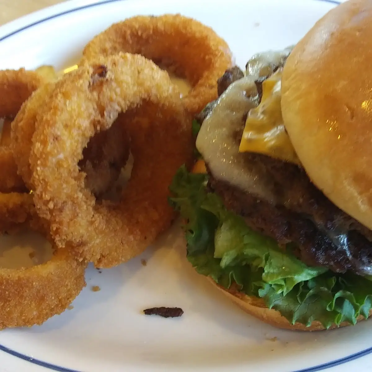 Double Cheeseburger and Onion Rings