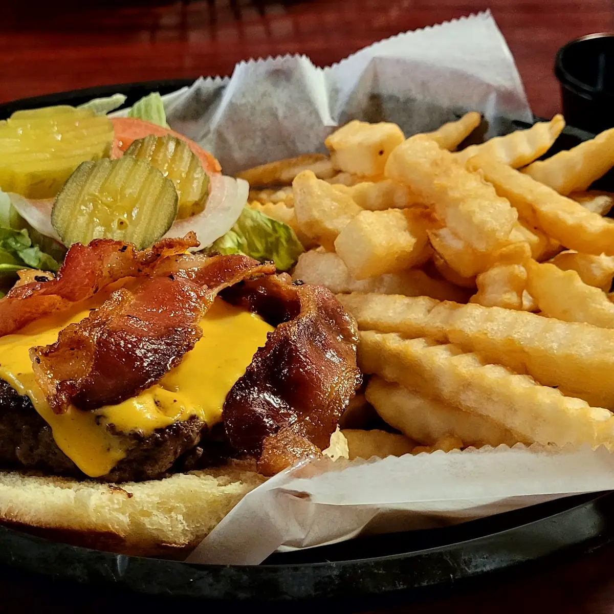 Bacon Cheese Burger with Fries