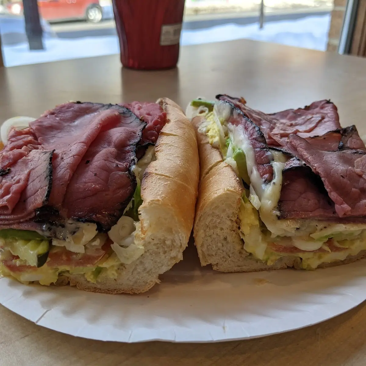 Egg Salad and Hot Pastrami Sandwich