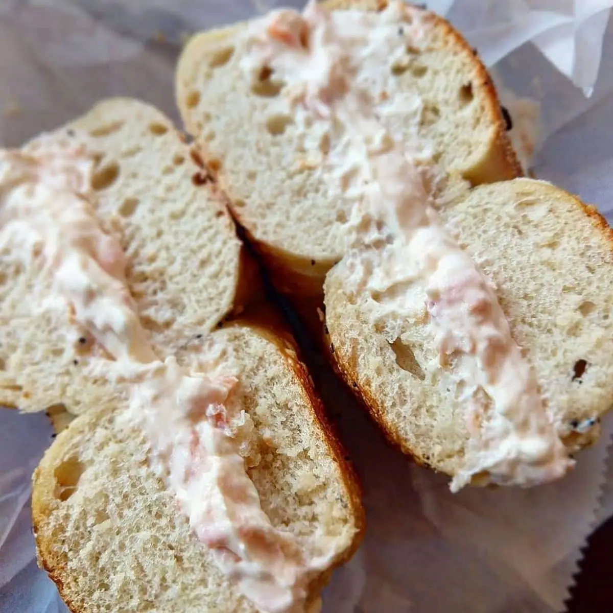 Lox Cream Cheese on an Everything Bagel