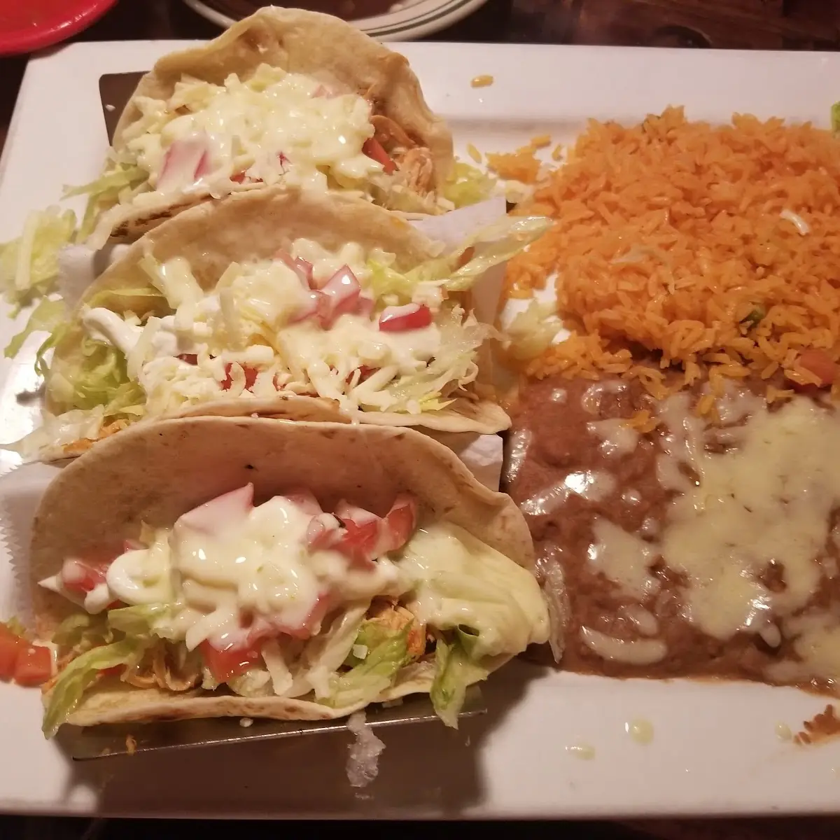 Chicken Tacos with Rice and Beans