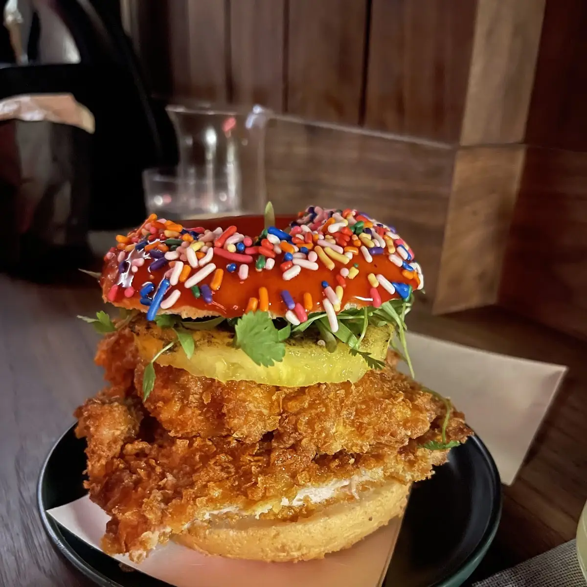 Glazed Mochi Donut Fried Chicken Sandwich