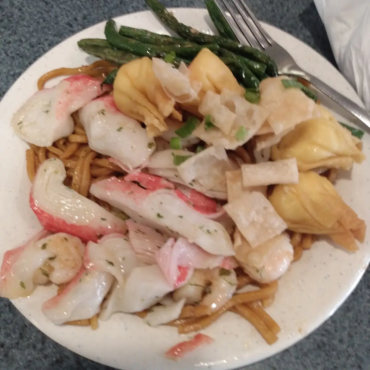 Buffet Options Crab Lo Mein Noodles