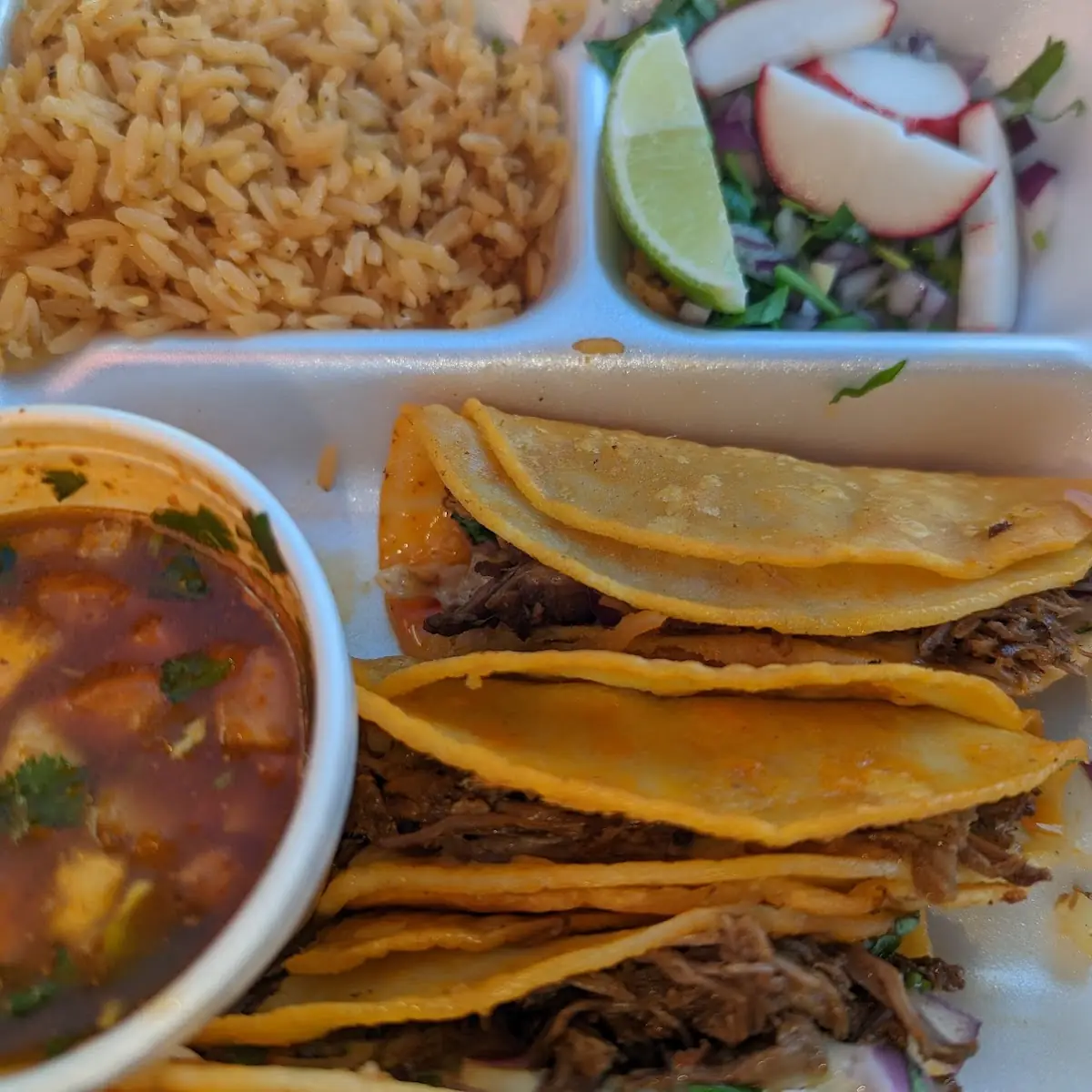 Kid's Ground Beef Taco Served with Rice & Beans