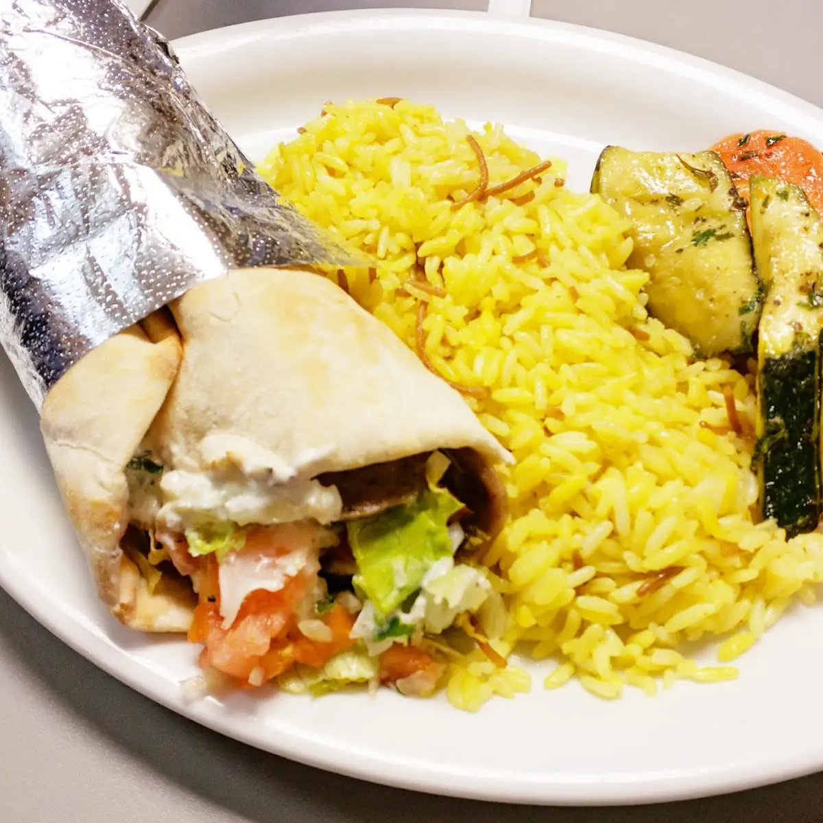 Beef Gyro and Rice Pilaf Plate