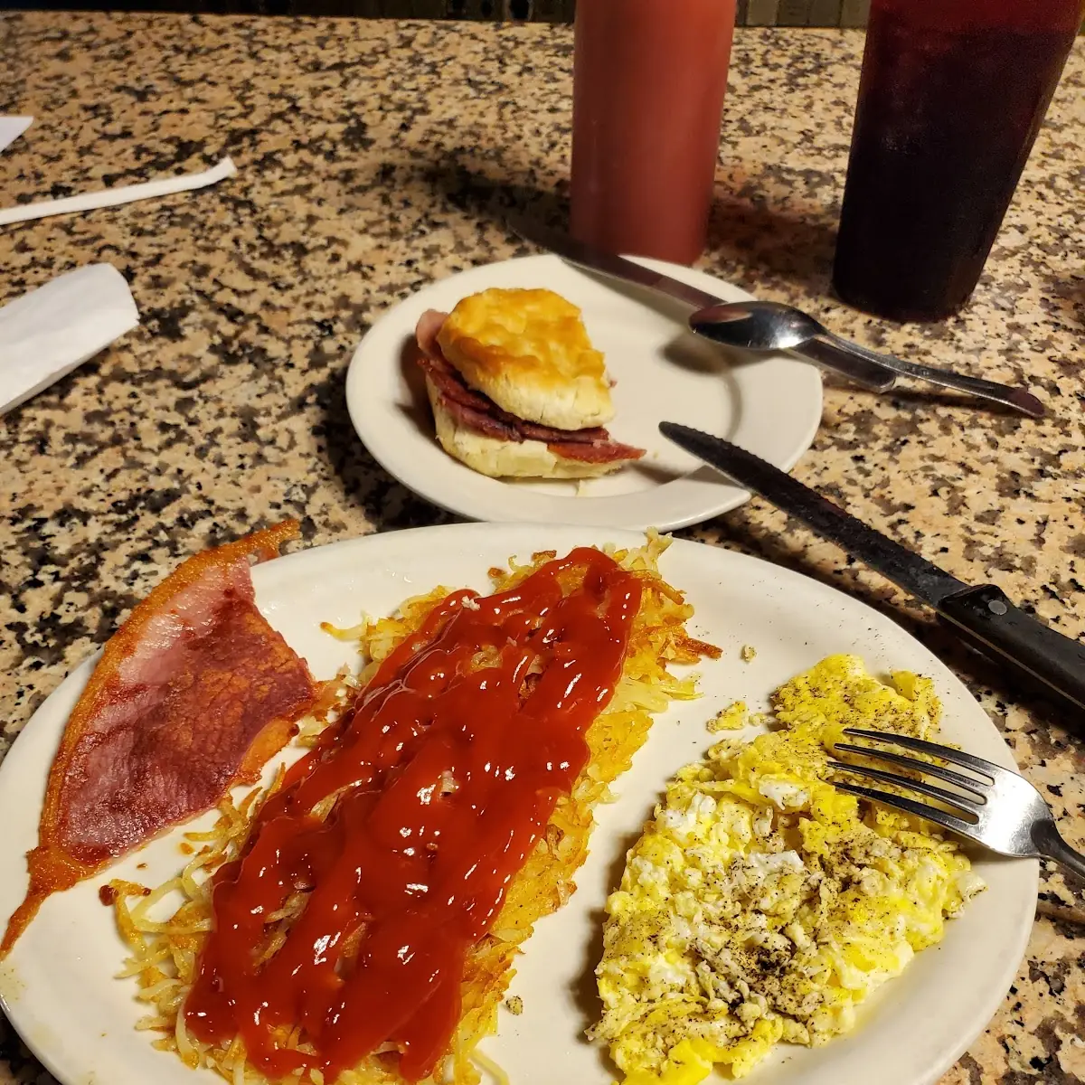 Country Ham Scrambled Eggs Hash Browns
