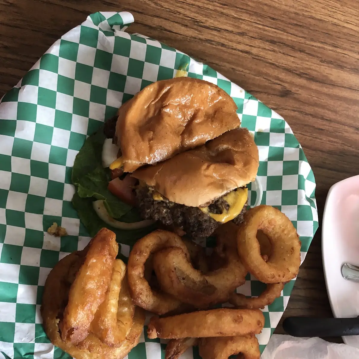 Burger with Onion Rings