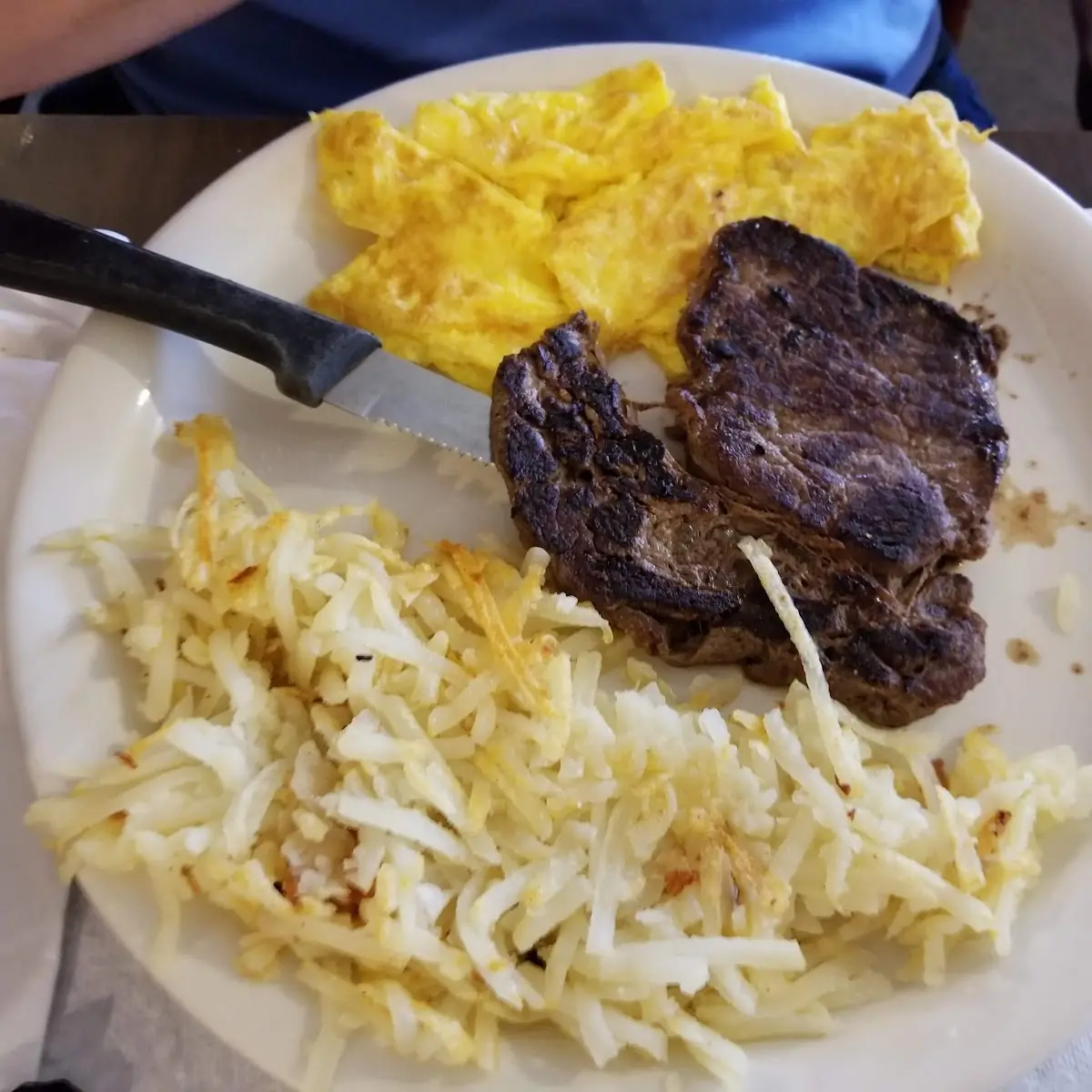 Steak and Eggs with Hash Brown Potatoes