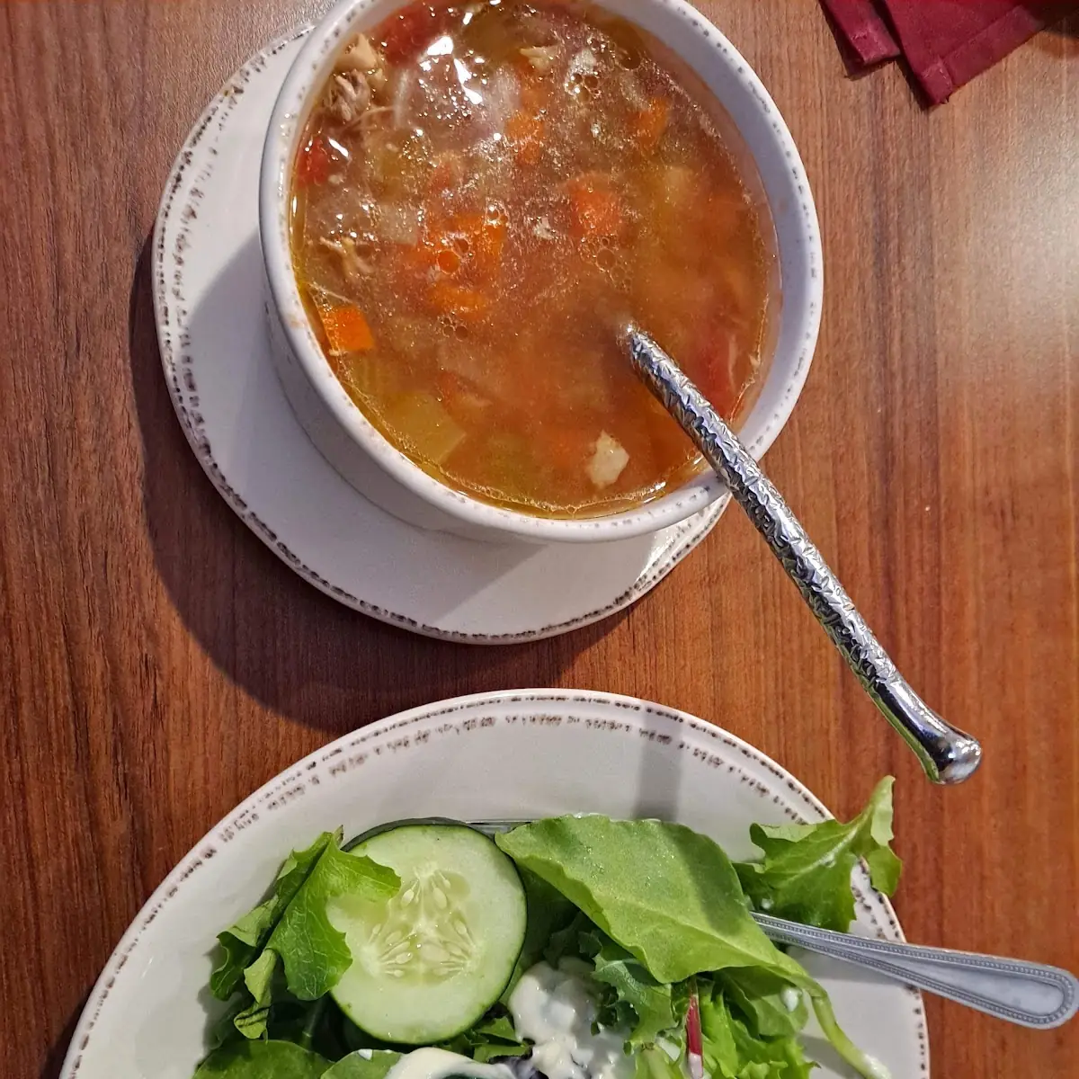 Chicken Soup with a Side Salad