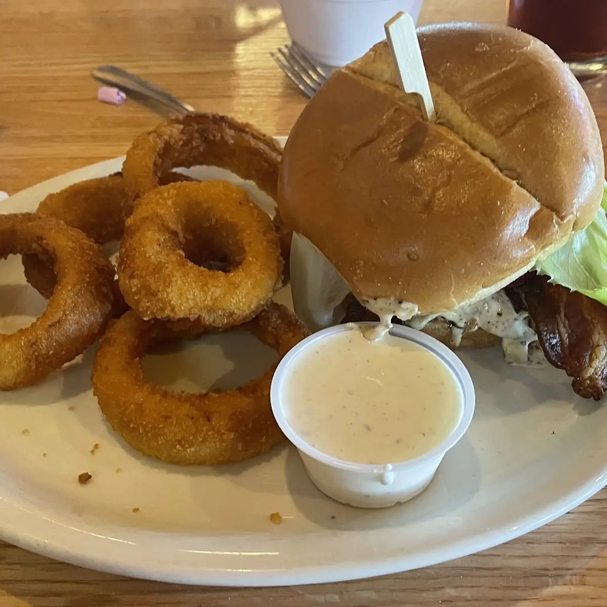 Bacon Burger with Onion Rings