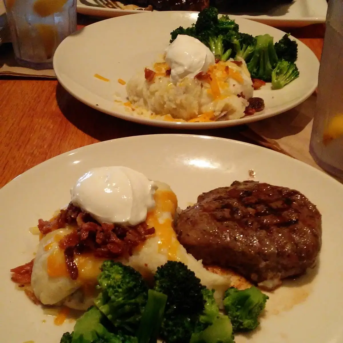 Steak Broccoli and Loaded Mashed Potatoes