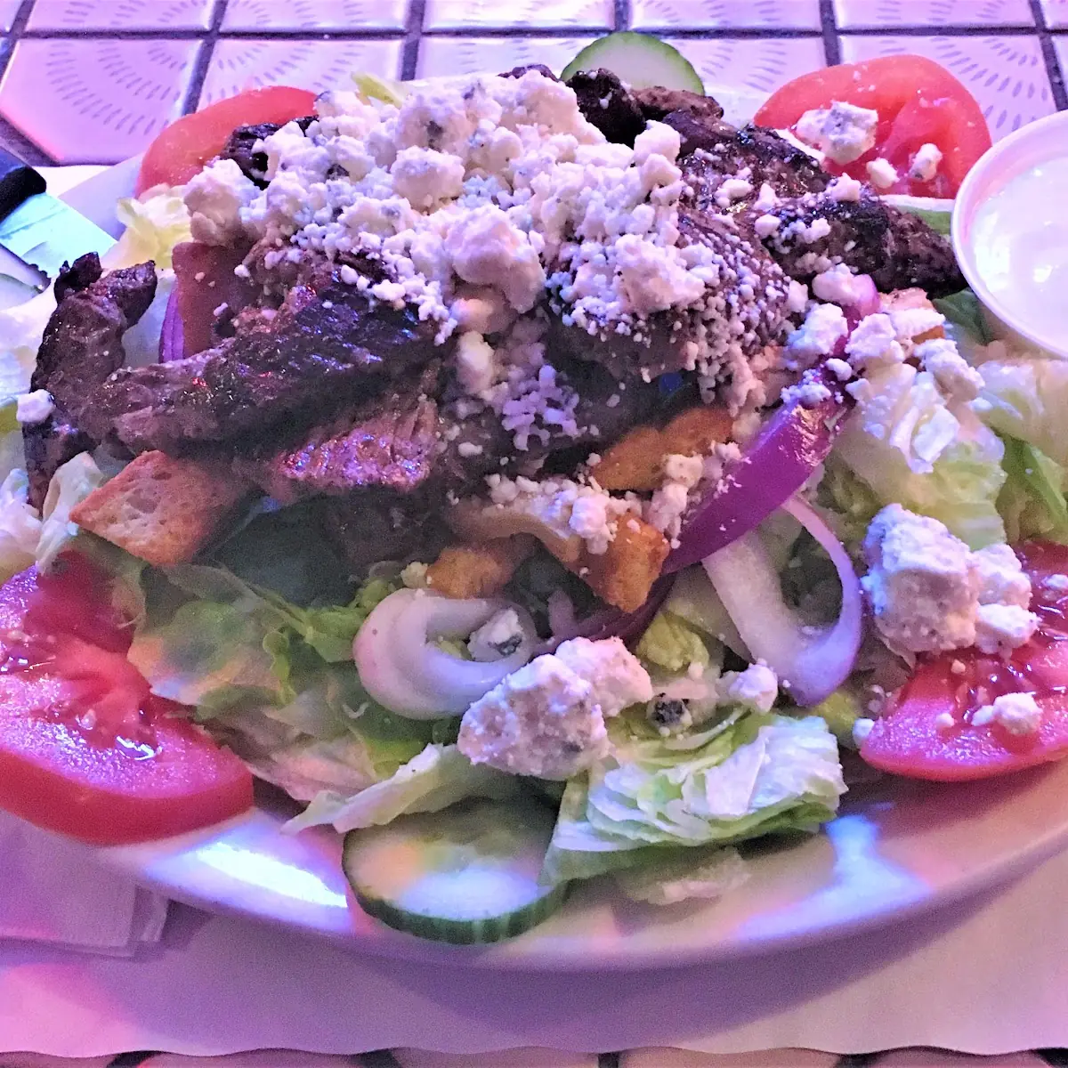 Steak Tip Salad with Blue Cheese Crumbles