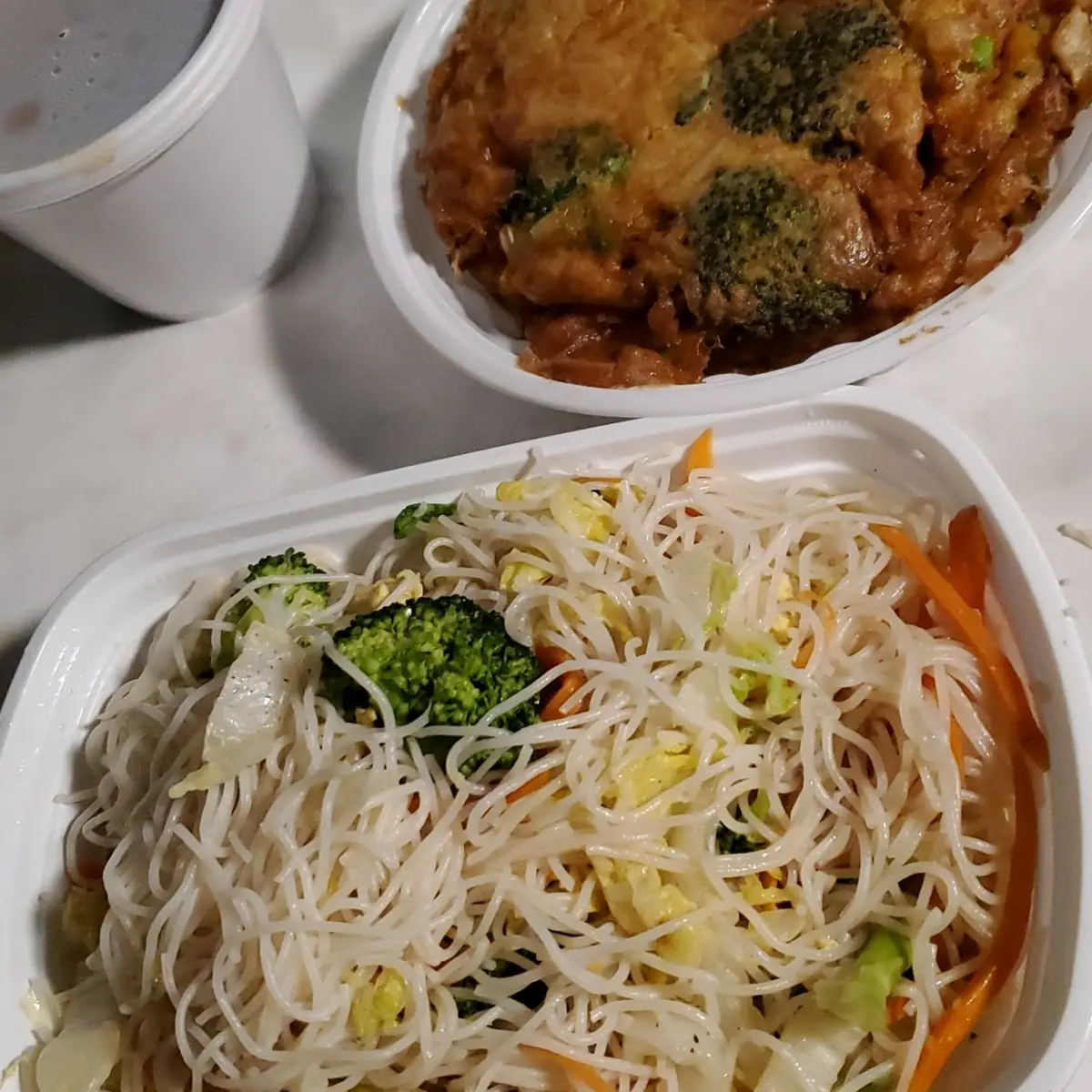 Vegetable Chow Mei Fun and Vegetable Egg Foo Young