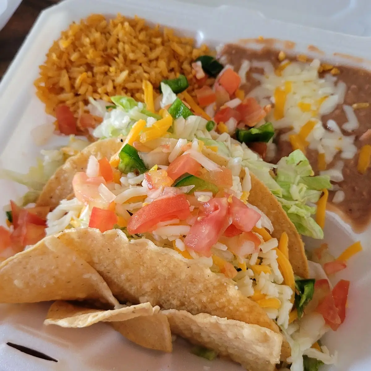 Combination Plate - 2 Tacos Rice & Beans