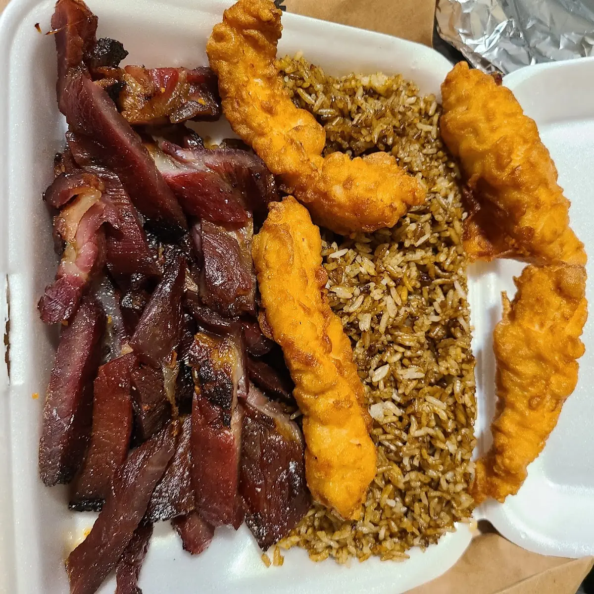 Plain Fried Rice Chicken Fingers & Chinese Spare Rib Tips