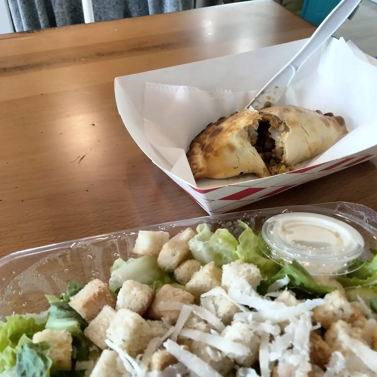 Beef Empanada and Caesar Salad