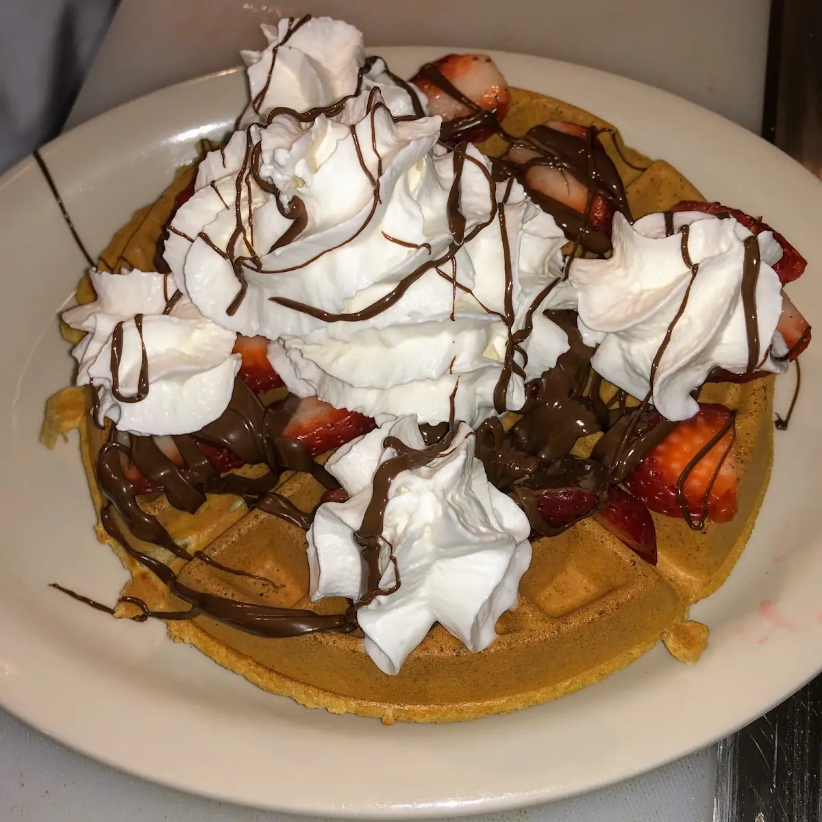 Strawberry Nutella Waffle Sundae