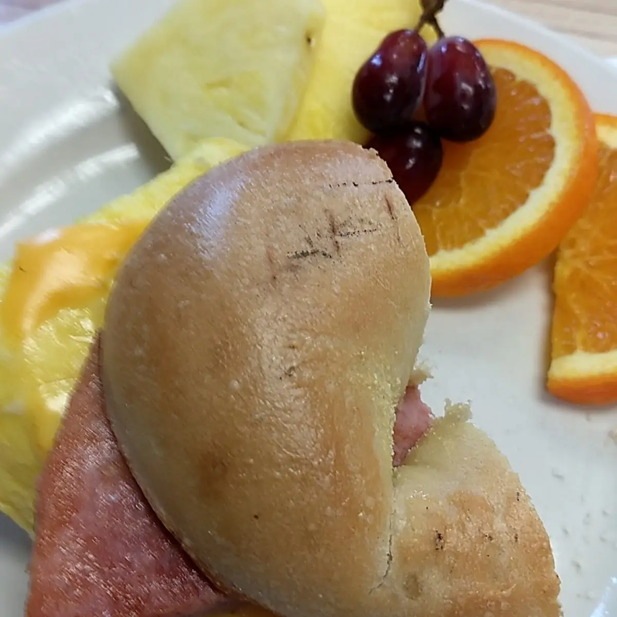 Bagel Ham and Eggs Sandwich