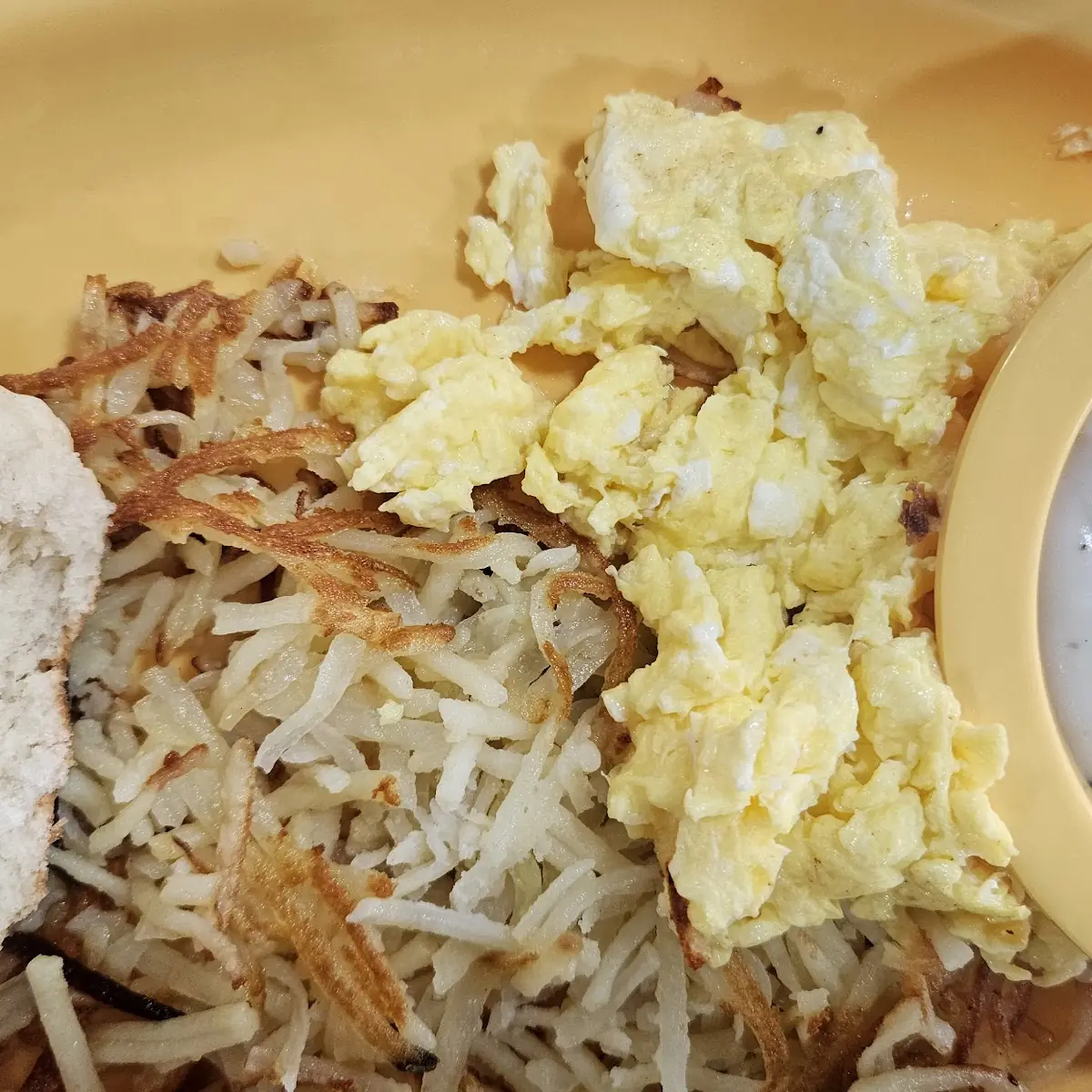 Scrambled Eggs Hashbrowns Biscuit Gravy