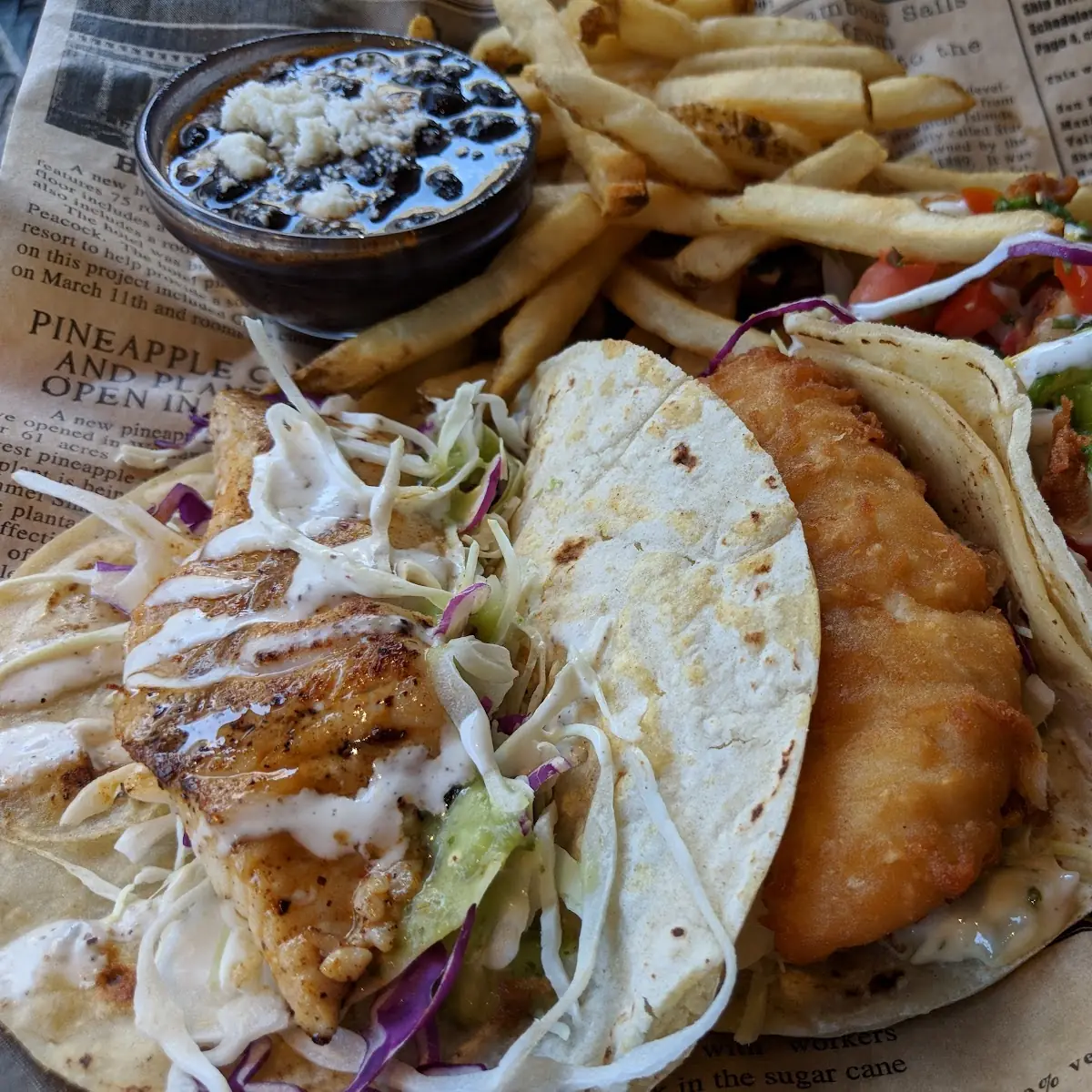 Classic Fish Tacos and a Shrimp Taco