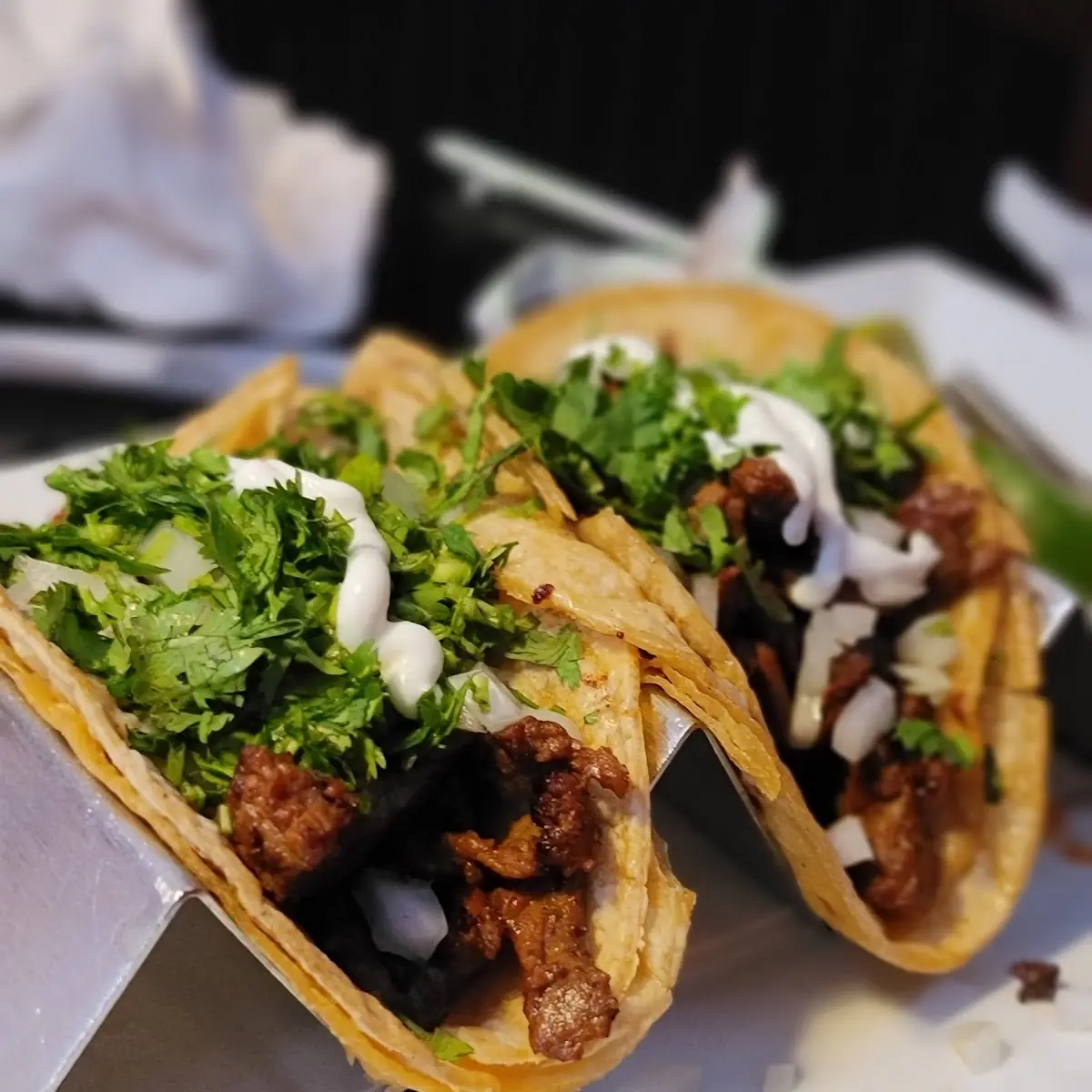 Three Tacos De Carne Asada