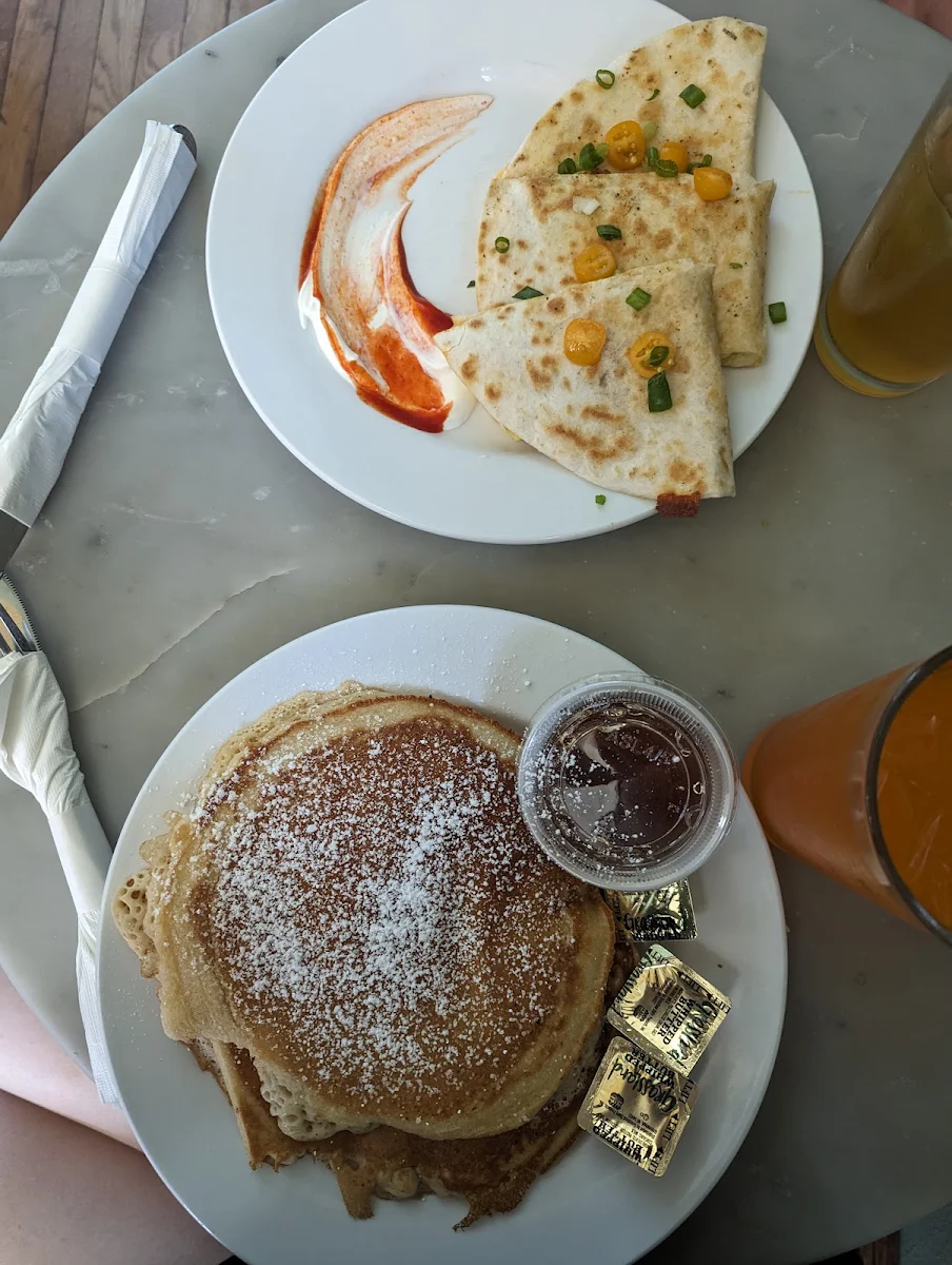 Chorizo Quesadilla and Pancakes