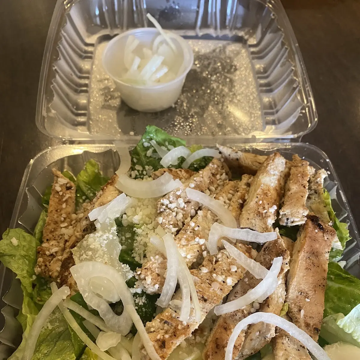 Chicken Caesar Salad with Onions