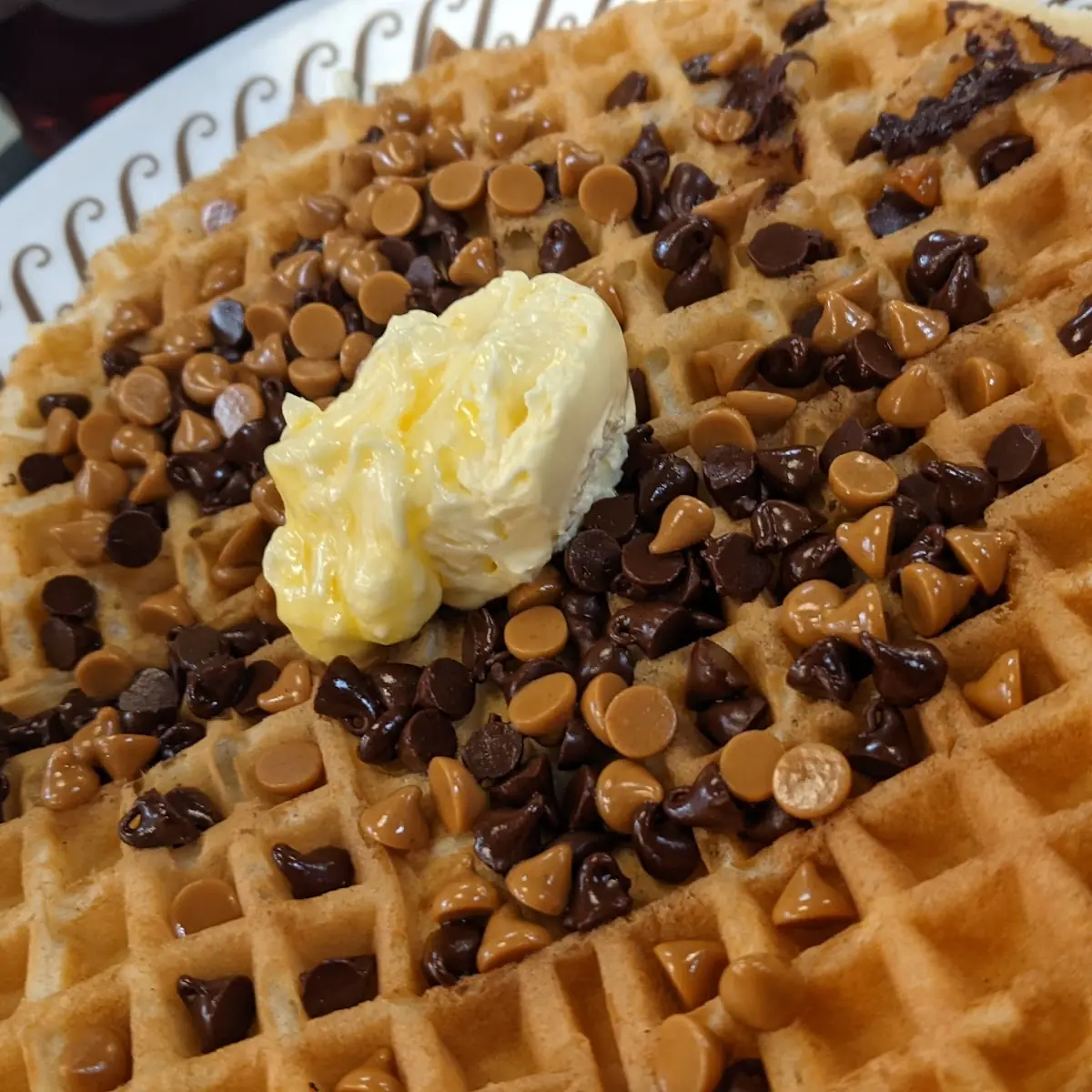 Peanut Butter and Chocolate Chip Waffle