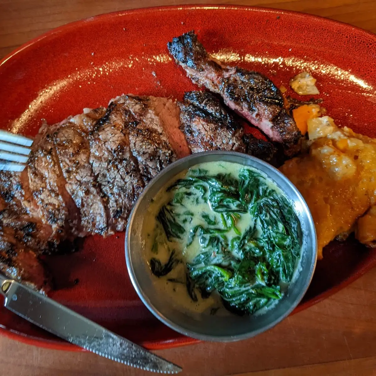 Steak with Creamed Spinach