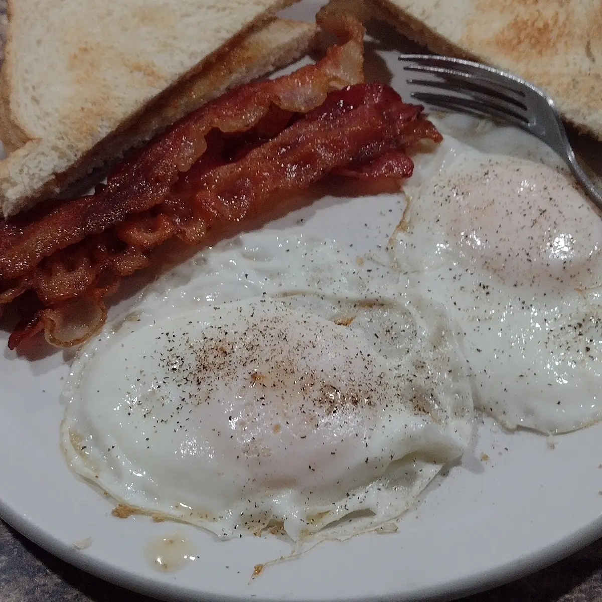 Two Eggs Medium Bacon and Toast