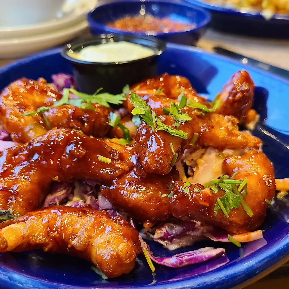 Honey Chipotle Shrimp on Mexican Cole Slaw