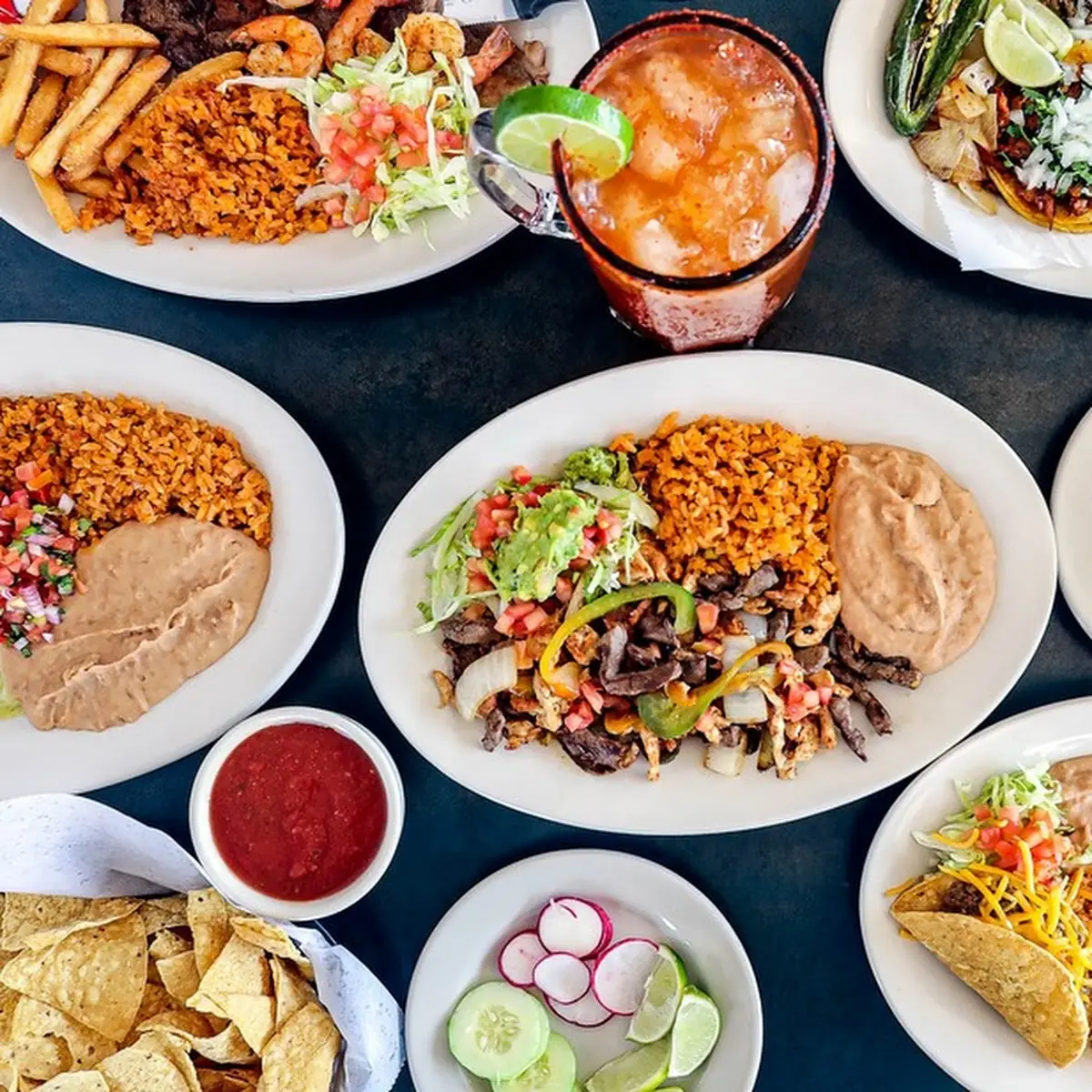 Asada Taco & Rice and Refried Beans