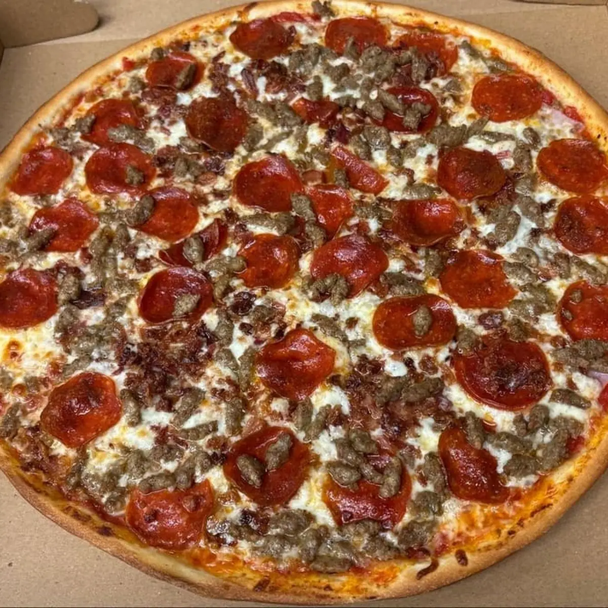 Pepperoni Sausage and Mushroom Pizza
