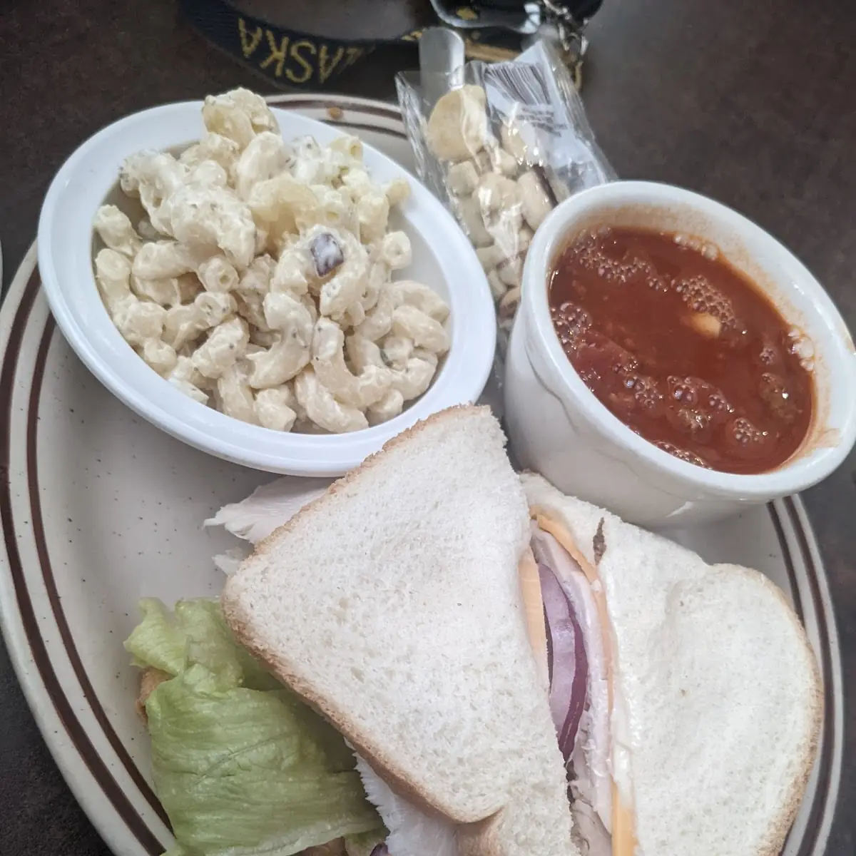 Turkey Sandwich and Macaroni Salad