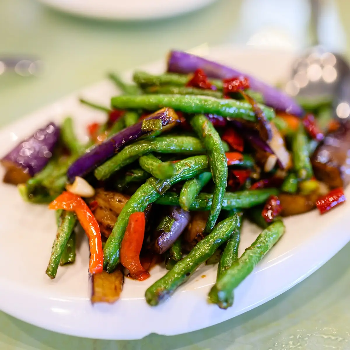 Braised String Beans with Eggplant
