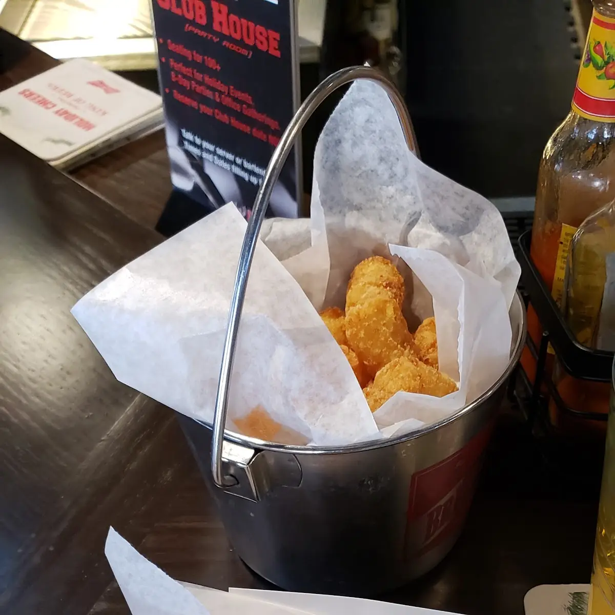 Hot Boneless Charbuffed Wings and Tots