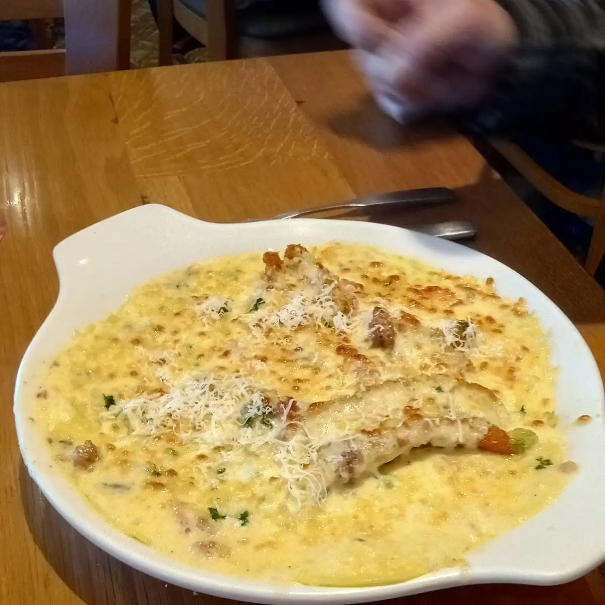 Ravioli Carbonara with Added Crispy Chicken